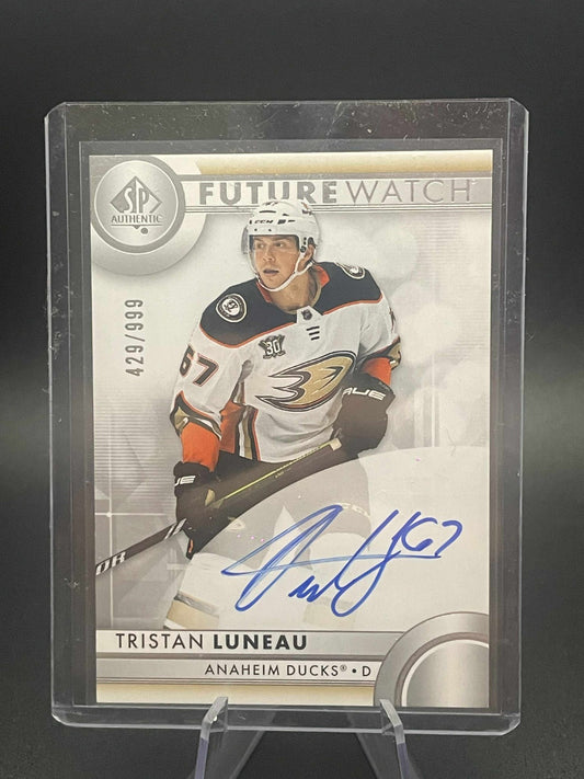 2023-24 SP Authentic Future Watch Auto /999 Tristan Luneau #187 Anaheim Ducks RC