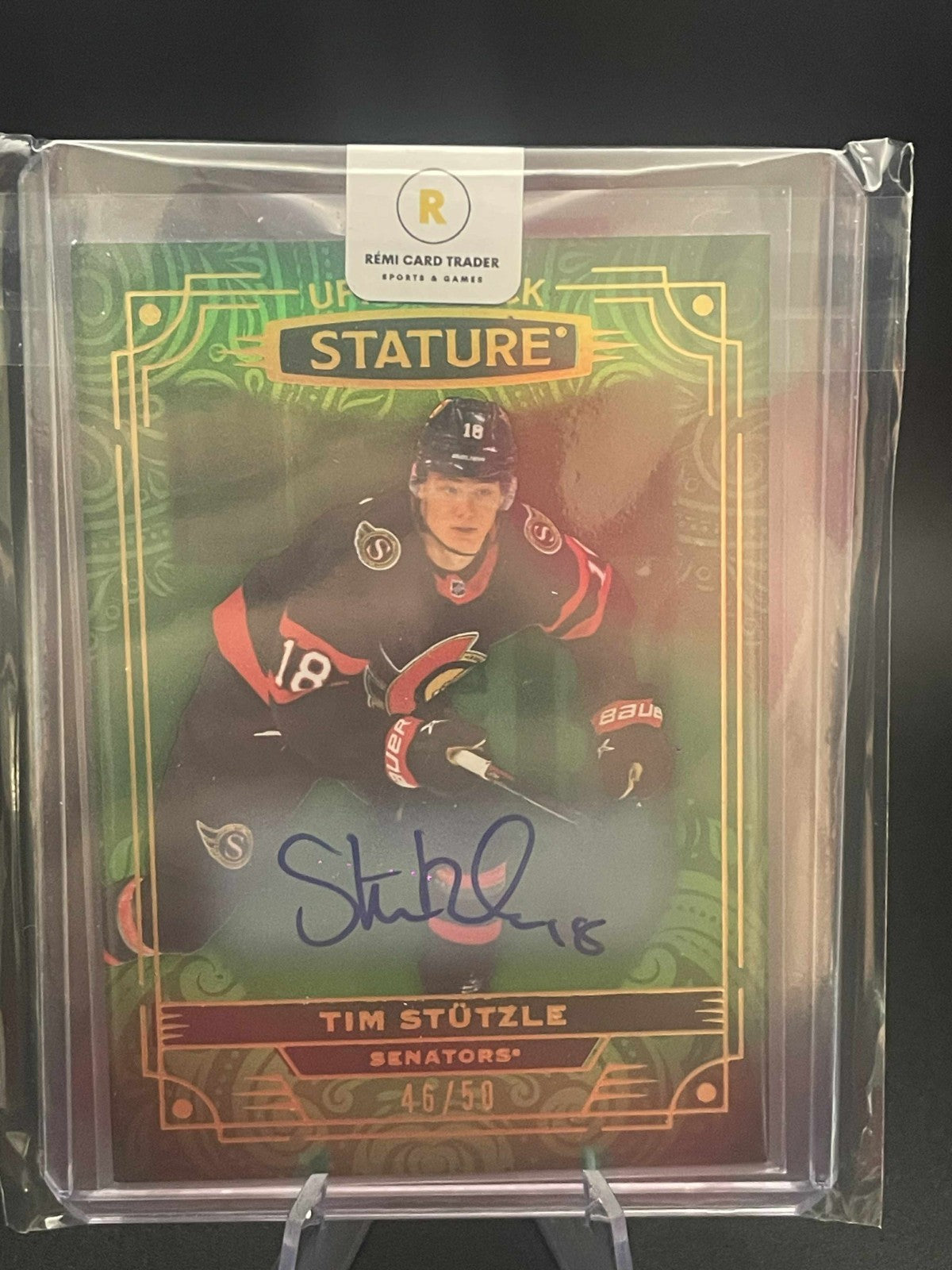 2022-23 Upper Deck Stature Tim Stutzle Auto /50 Green