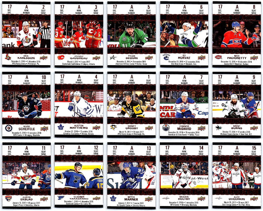 2017-18 UD TIM HORTONS GAME DAY ACTION COMPLETE 15 Hockey CARD Insert Set BV