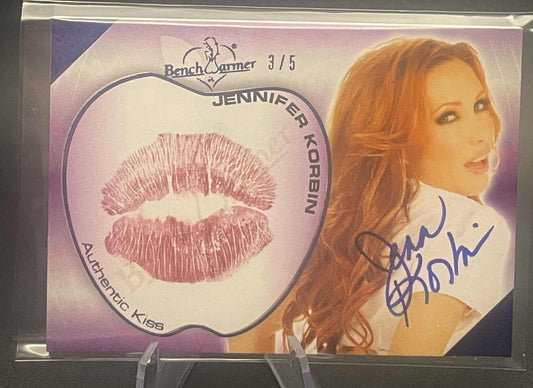 2012 BENCHWARMER LIMITED KISS AUTO BLUE: JENNIFER KORBIN #3/5 AUTOGRAPH