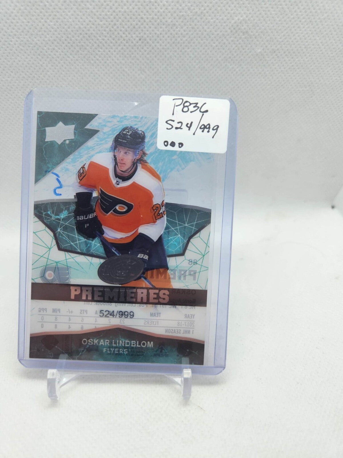 2018-19 Upper Deck Ice Ice Premieres Level 4 /999 Oskar Lindblom #88 Rookie RC