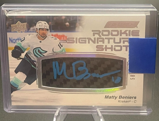 2022 UPPER DECK ENGRAINED MATTY BENIERS ROOKIE SIGNATURE SHOTS AUTO RC /99