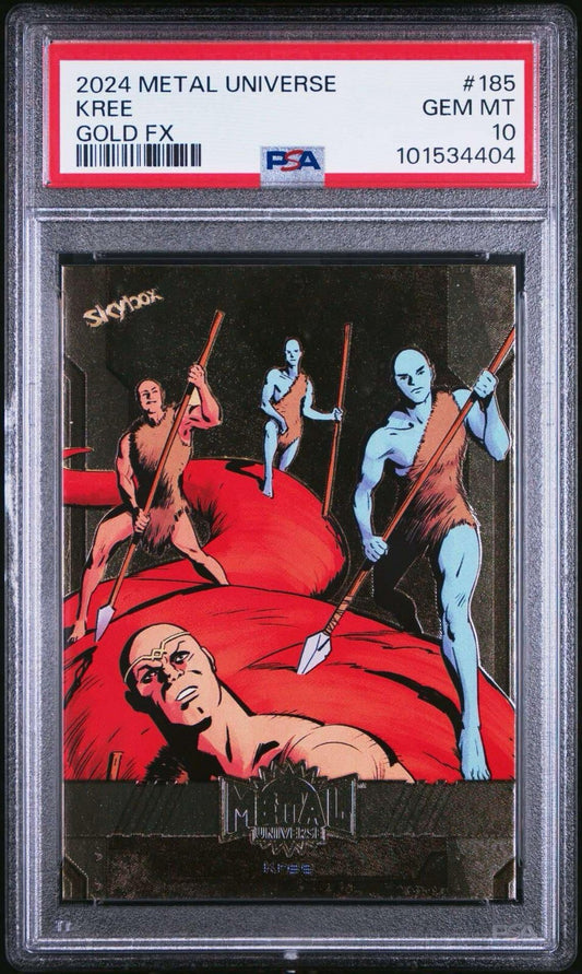 2024 Skybox Marvel Metal Universe Avengers High Series Gold Kree #185 PSA 10