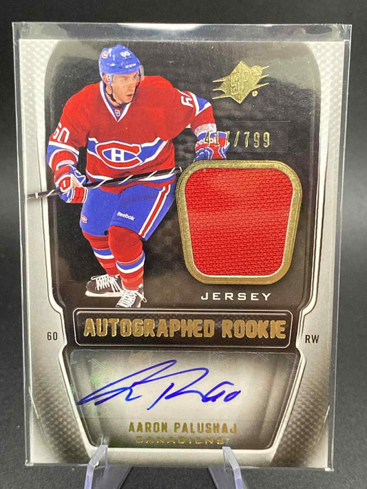 2011-12 Spx Autographed Rookie Aaron Palushaj 186 Montreal Canadiens Red Jersey
