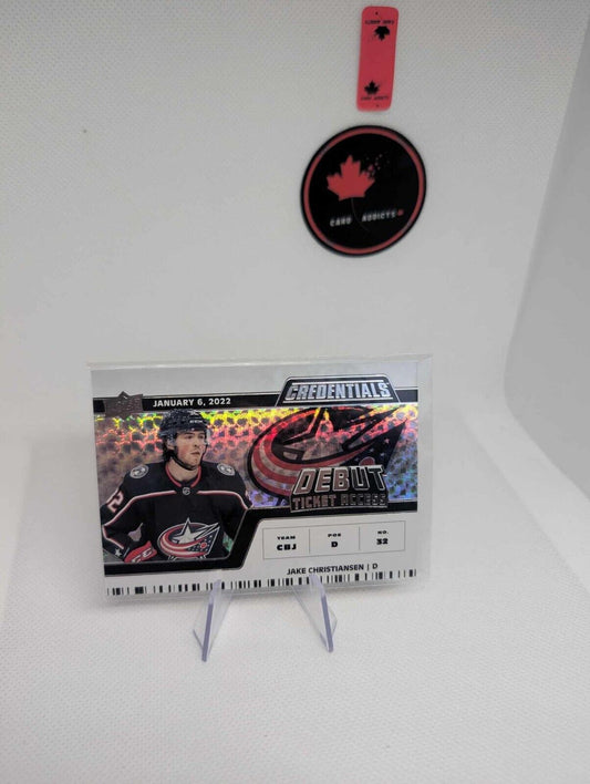 22-23 CREDENTIALS JAKE CHRISTIANSEN DEBUT TICKET ACCESS ROOKIE /999 Columbus