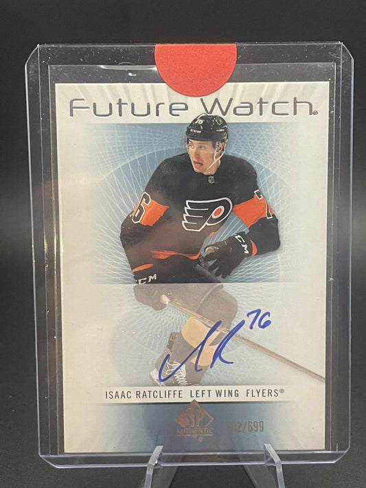 2022-23 Upper Deck SP Authentic Isaac Ratcliffe Retro Future Watch RC Auto #/699