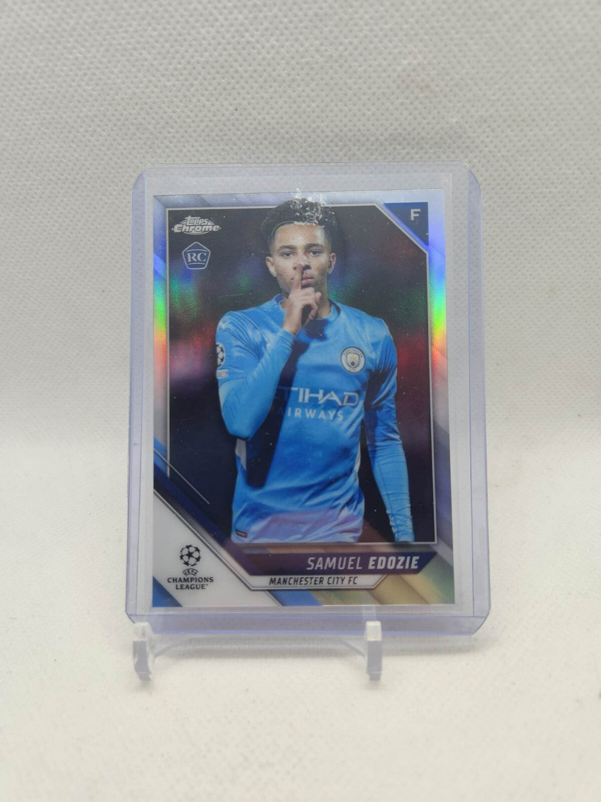 Samuel Edozie base RC Topps Chrome Champions League Man City Silver