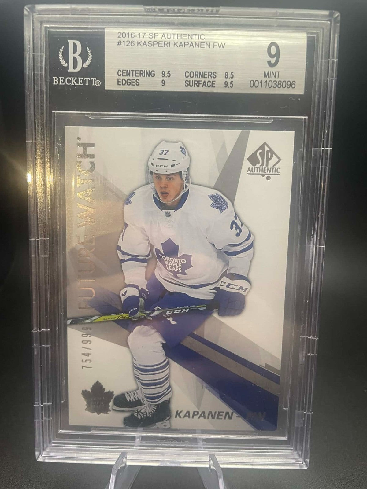 2016-17 Kasperi Kapanen SP Authentic Future Watch 126 Rookie RC /999