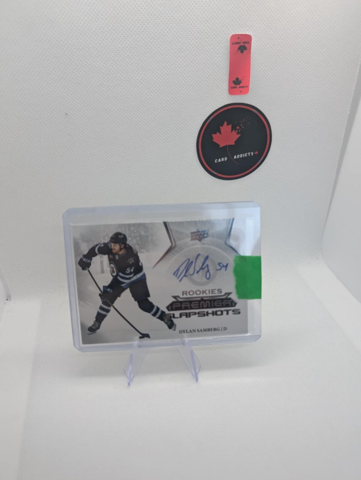 2022-23 Upper Deck Premier Rookies Slapshots Auto Dylan Samberg +SPX Finite /199