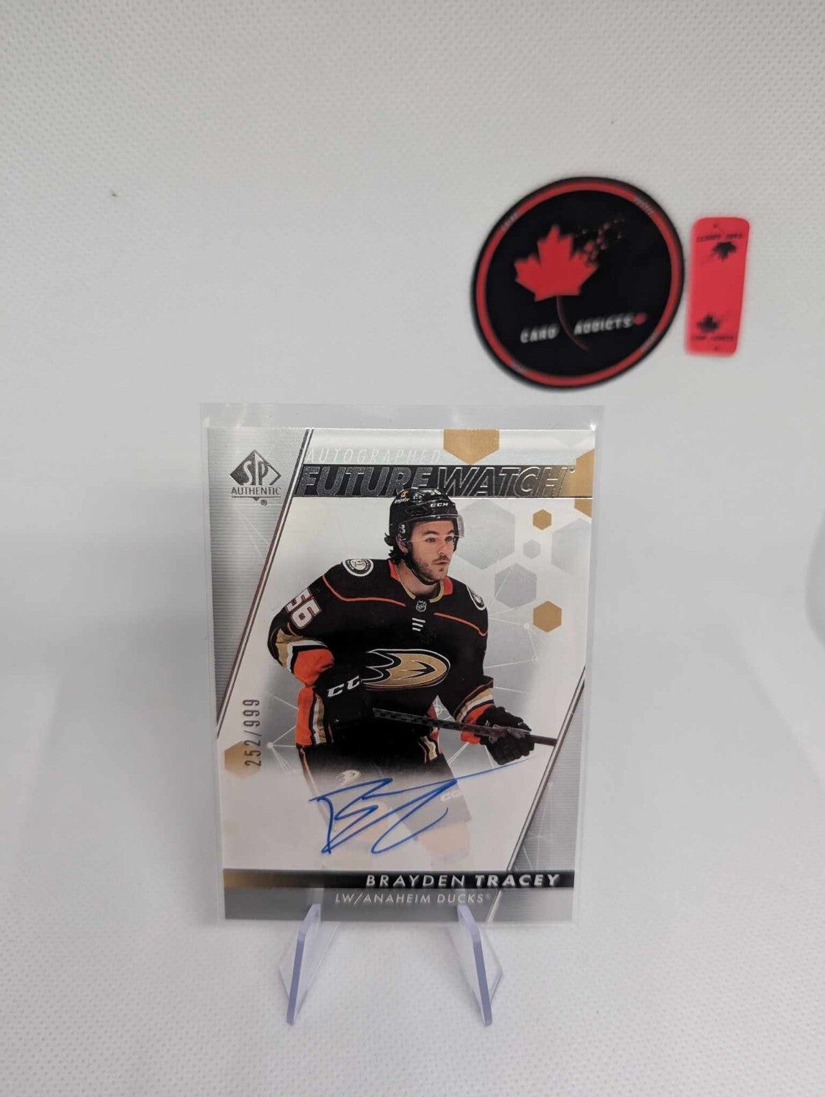 2022-23 SP Authentic Future Watch Auto Brayden Tracey /999 #110 Anaheim Ducks