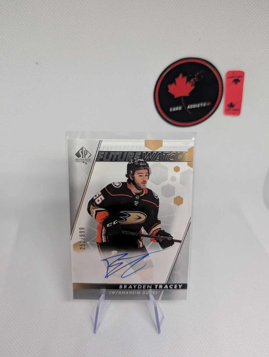 2022-23 SP Authentic Future Watch Auto Brayden Tracey /999 #110 Anaheim Ducks
