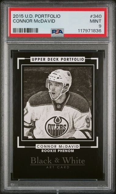Connor McDavid 2015-16 UD Portfolio RC Rookie Card #340 Upper Deck  POP 24 PSA 9