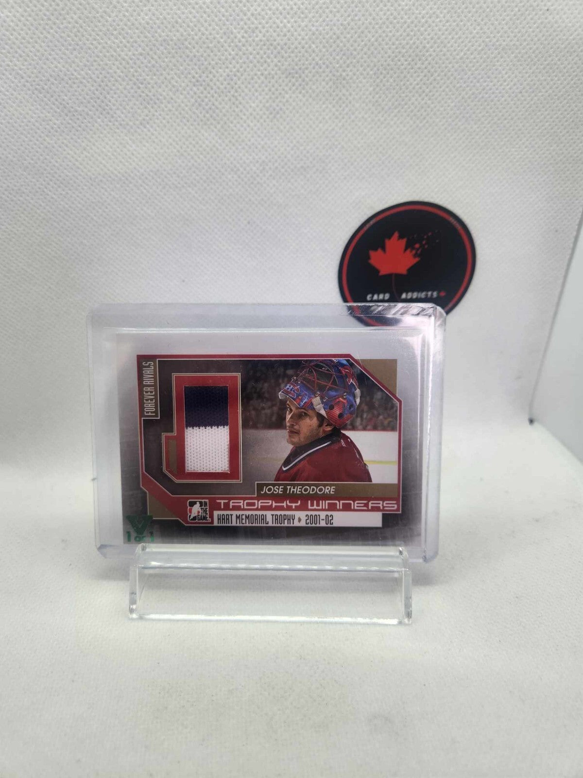 12-13 ITG Forever Rivals Trophy Winners Silver Jose Theodore Jersey 1 of 1 2CLRS
