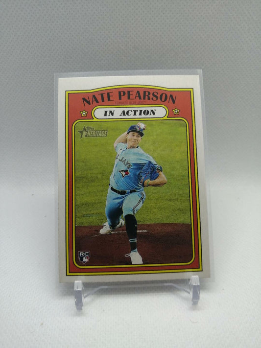 Nate Pearson In Action RC 2021 TOPPS Heritage Rookie Card #302 Blue Jays