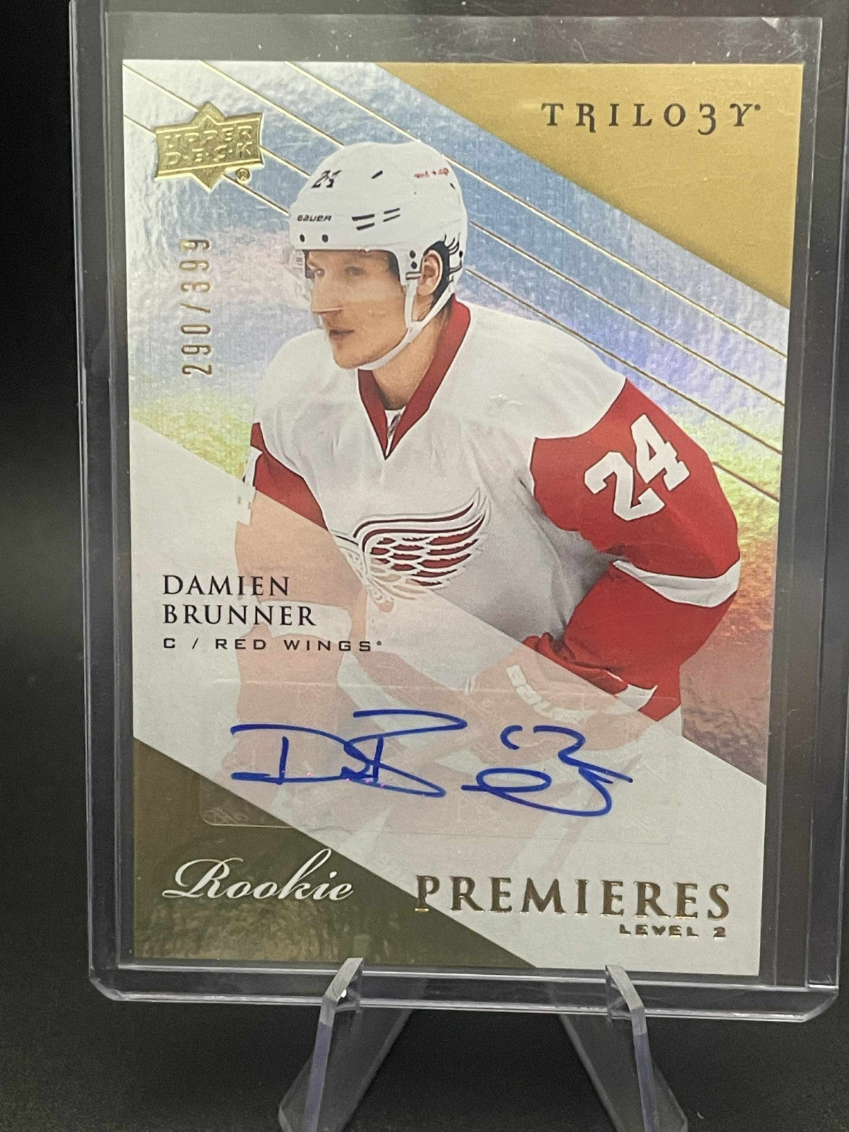 2013-14 Upper Deck Trilogy Premieres Level 2 /399 Damien Brunner Rookie Auto