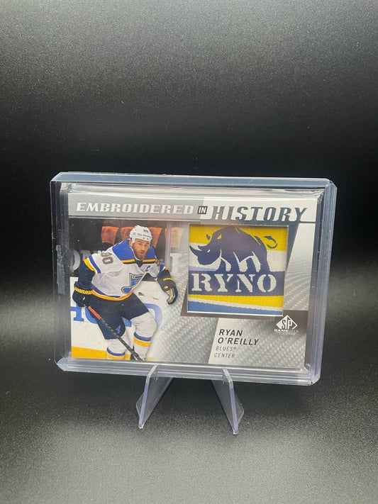 2021-22 UPPER DECK UD SP GAME USED RYAN O'REILLY EMBROIDERED IN HISTORY PATCH