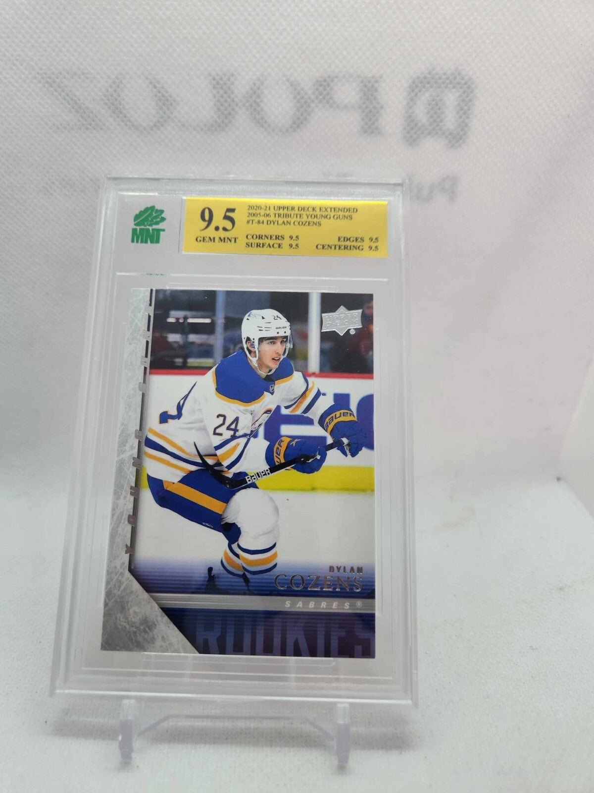 2020-21 UD Extended Dylan Cozens Young Guns Tribute Sabres Retro MNT 9.5