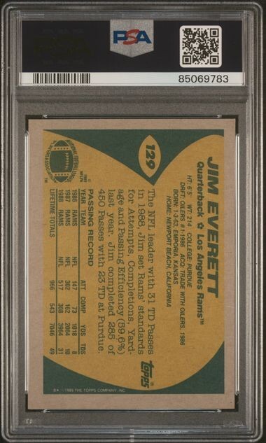 1989 Topps #129 Jim Everett PSA 8