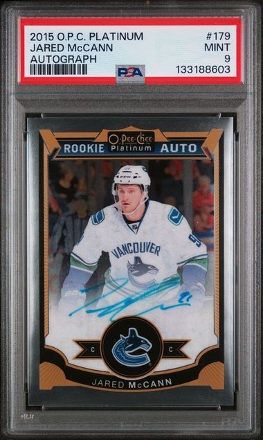 2015-16 O-Pee-Chee Platinum Rookie Autos Jared McCann #179 PSA 9