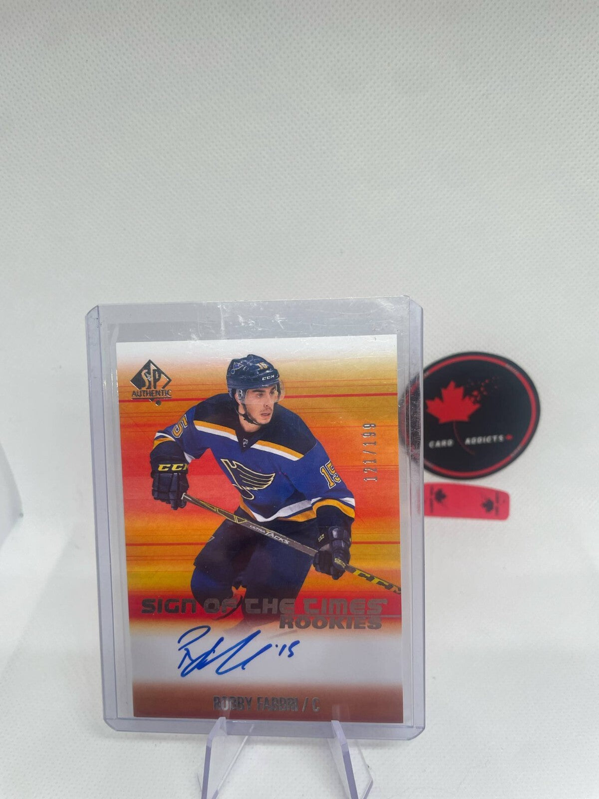 2015 SP Authentic Sign of the Times Rookies /199 Robby Fabbri #SOTR-RF Auto RC
