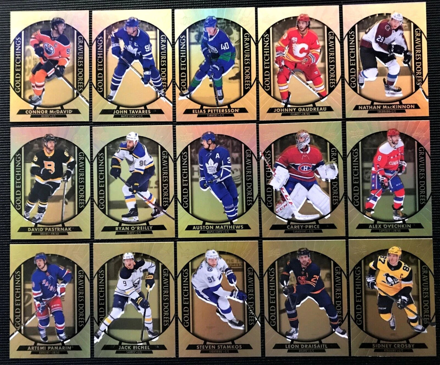 2020-21 Upper Deck Tim Hortons Gold Etchings 15 Card Complete Set G-1 to G-15