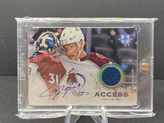 2019 UPPER DECK ULTIMATE COLLECTION CALE MAKAR ACCESS ROOKIE JERSEY AUTO RC /135