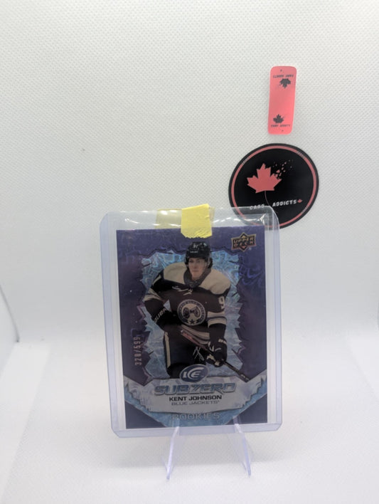22/23 UD ICE Columbus Blue Jackets Kent Johnson SubZero RC #SZ-KJ Ltd #/599