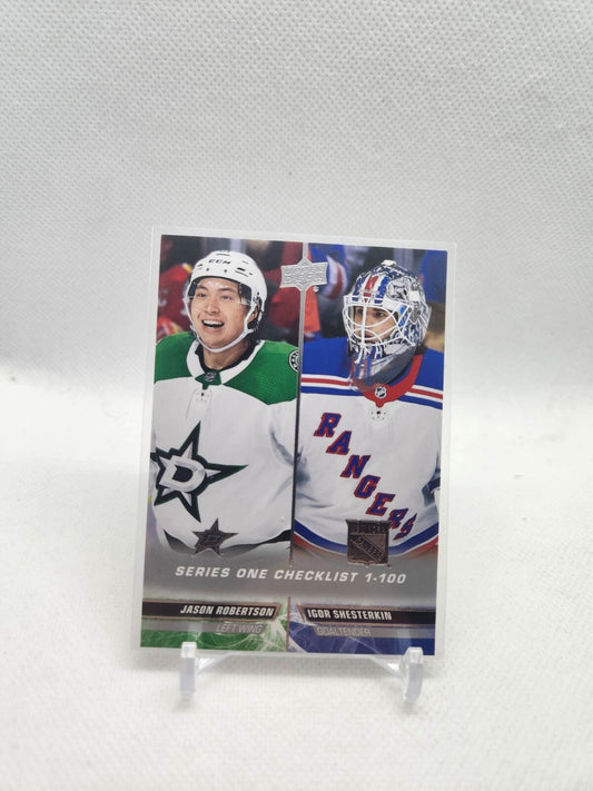 2022-23 Upper Deck Series One Checklist 1-100 ROBERTSON & SHESTERKIN