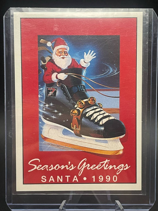 OHL SEASON'S GREETINGS SANTA CLAUS 1990 HOCKEY HOLIDAY CARD Ontario Rookie RC