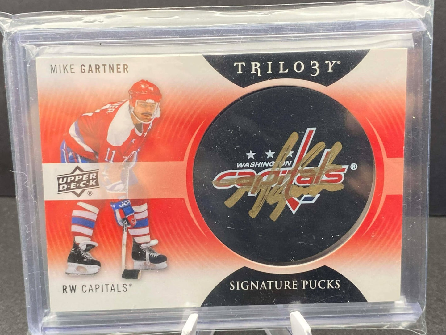Mike Gartner 2013-14 Upper Deck Gold Trilogy Signature Pucks Primary Logos Auto
