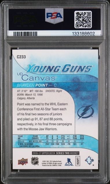 2016-17 Upper Deck Brayden Point Young Guns Canvas Rookie PSA 10 Mint