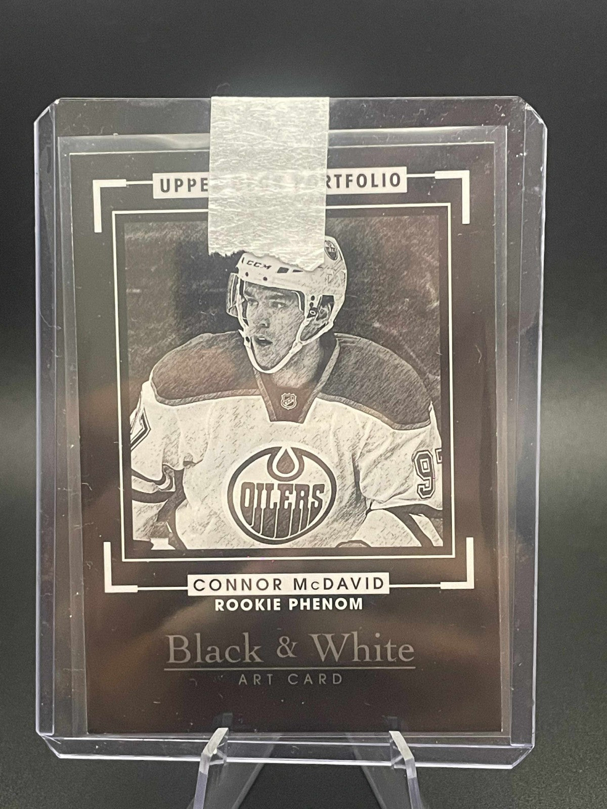 2015 2015-16 UPPER DECK PORTFOLIO CONNOR McDAVID ROOKIE BLACK & WHITE #340