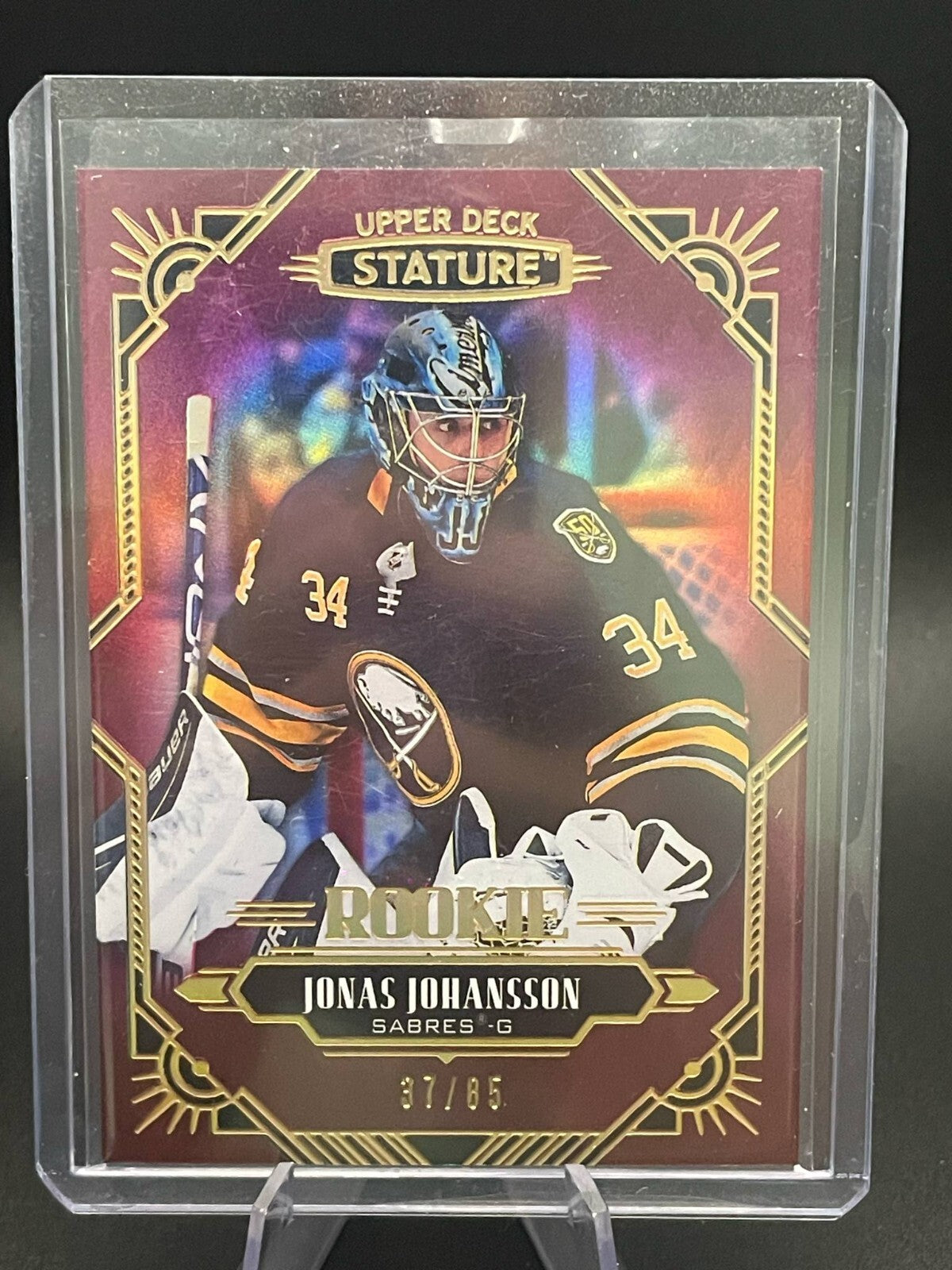 2020-21 Upper Deck Stature Jonas Johansson Rookie # /85 Buffalo Sabres