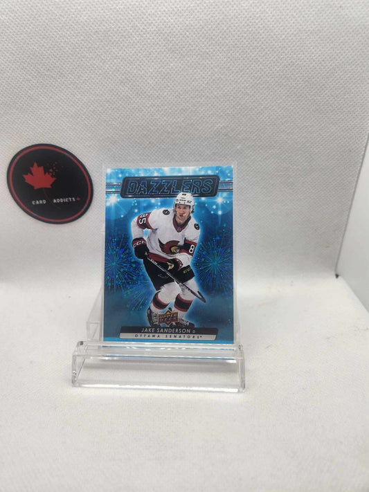2023-24 Upper Deck Jake Sanderson Blue Dazzlers Card #DZ35. Ottawa Senators