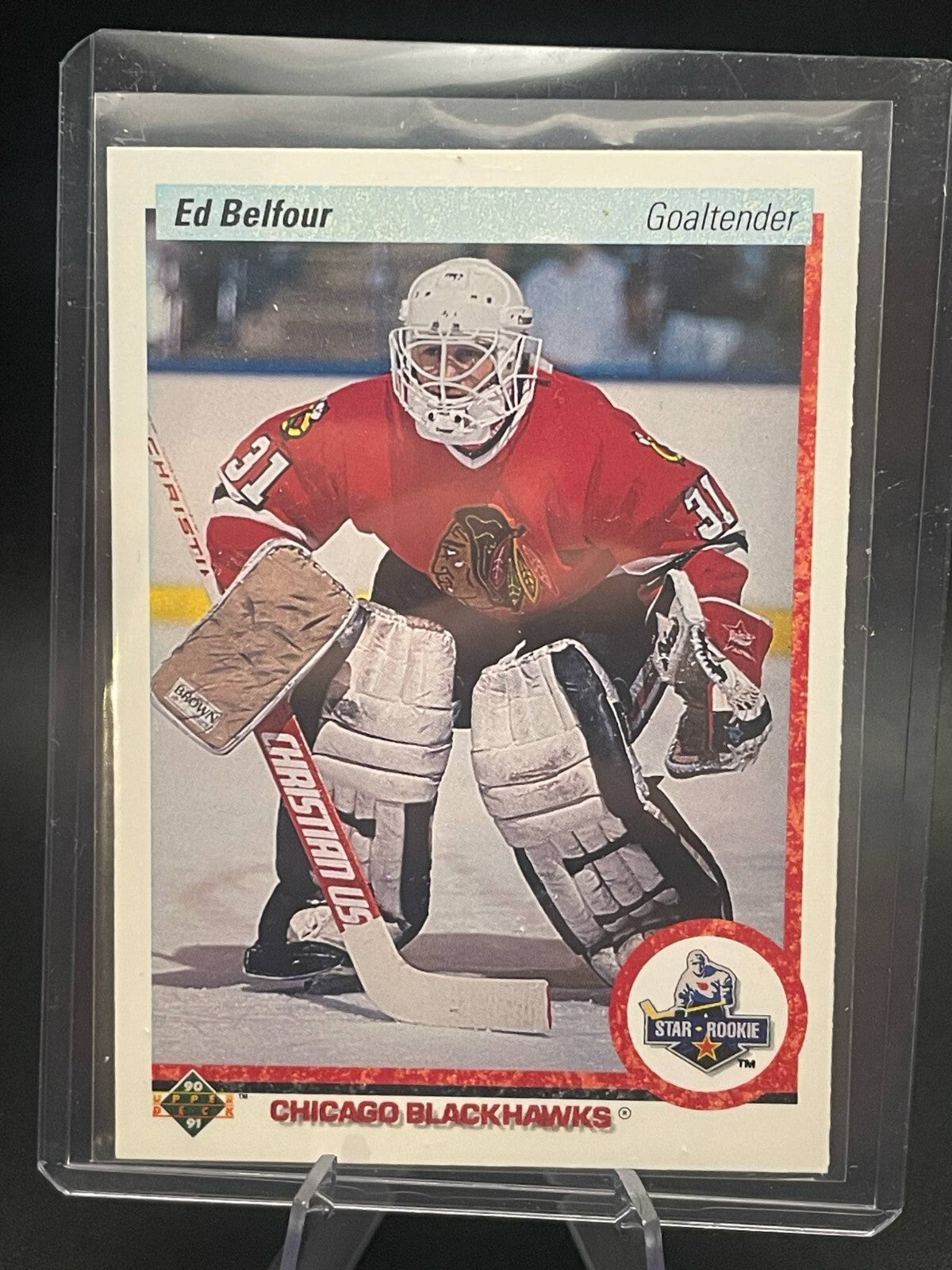 1990-91 Upper Deck Star Rookie 55 Ed Belfour Chicago Blackhawks