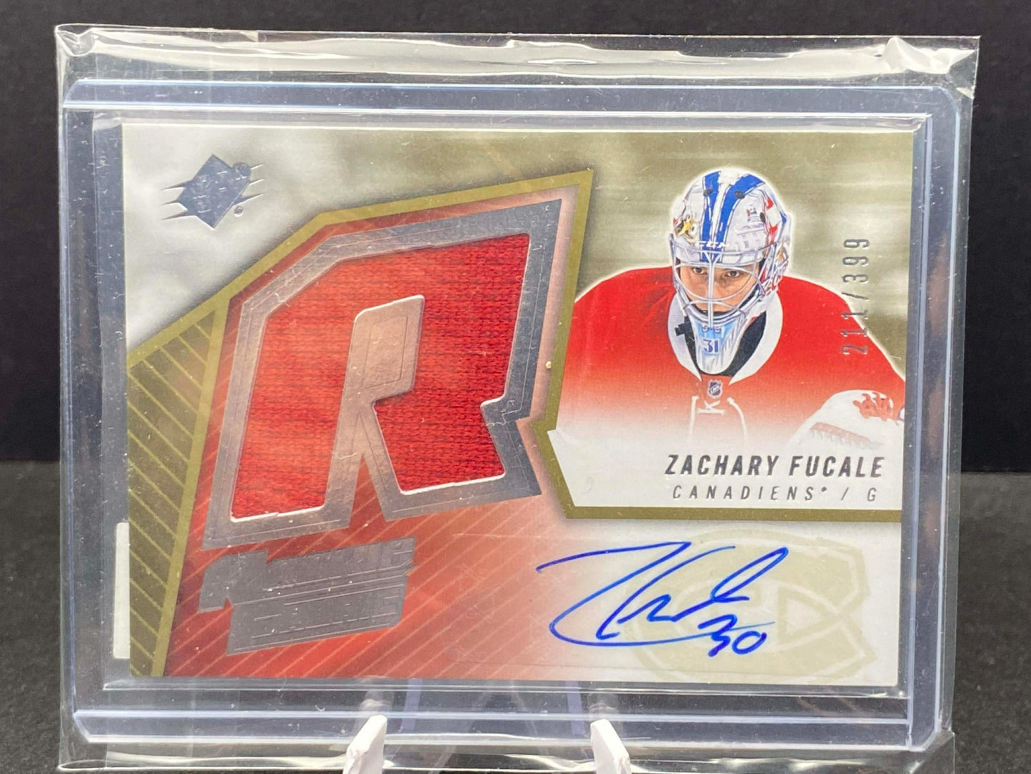 2015-16 SPx 2005-06 Retro Rookie Fabrics Jersey /399 Zachary Fucale Auto