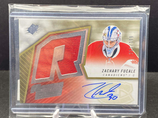 2015-16 SPx 2005-06 Retro Rookie Fabrics Jersey /399 Zachary Fucale Auto