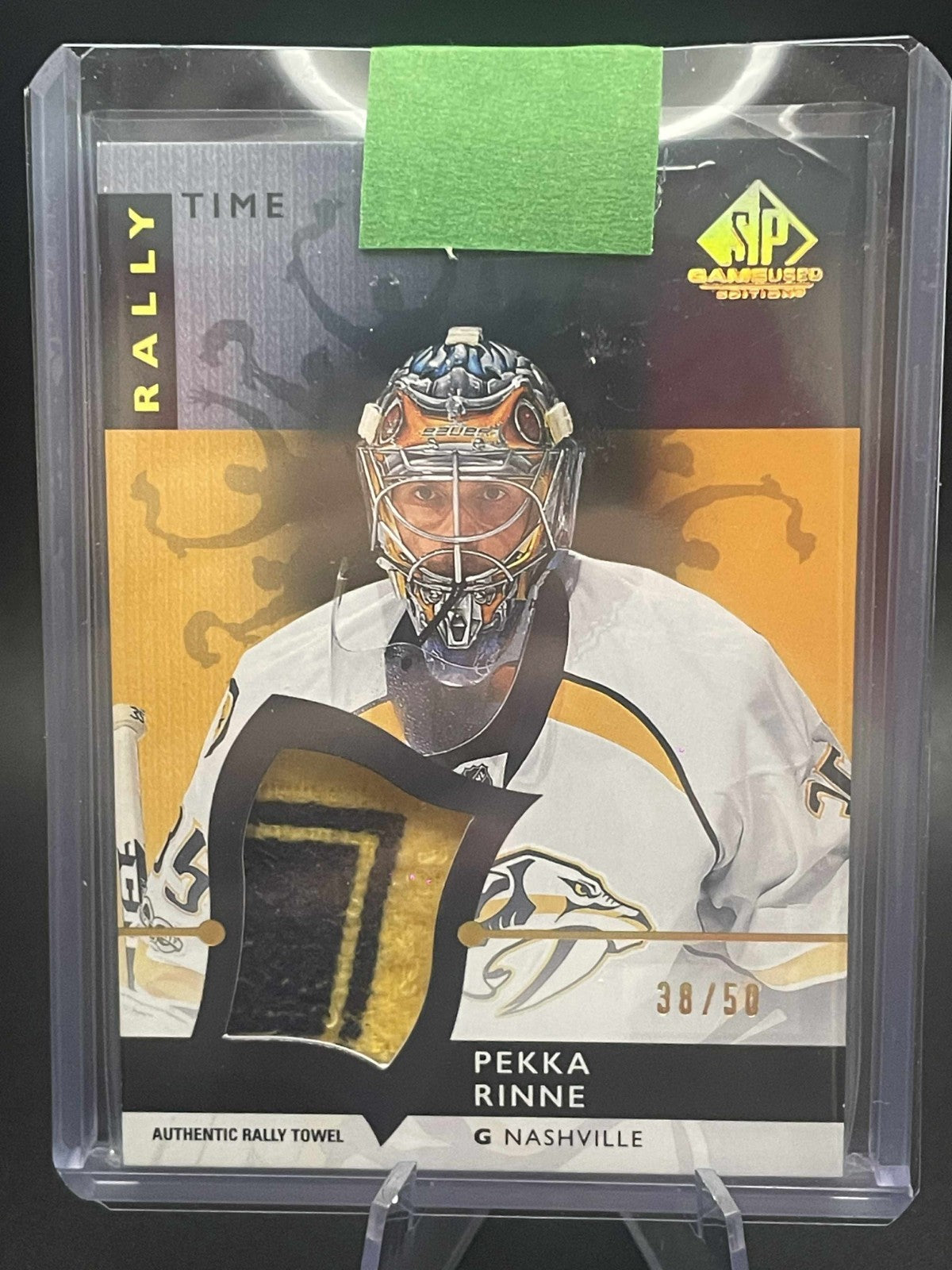 Pekka Rinne 23-24 SP Game Used Rally Time Relic Rally Towel /50 Ultra Thick Card