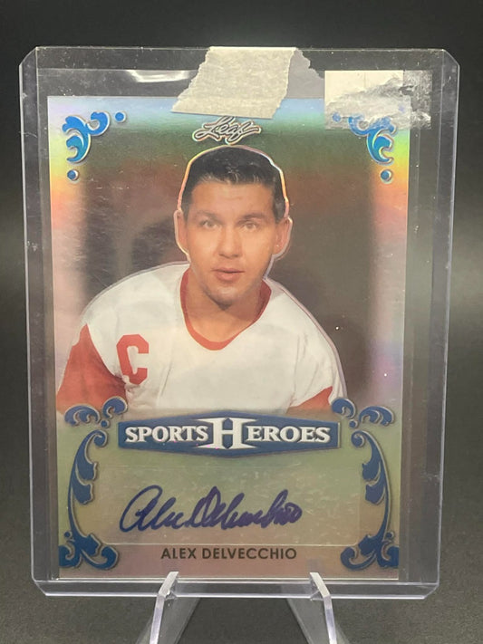 785 2017 Leaf Metal Sports Heroes #BA-AD1 Alex Delvecchio Purple Auto