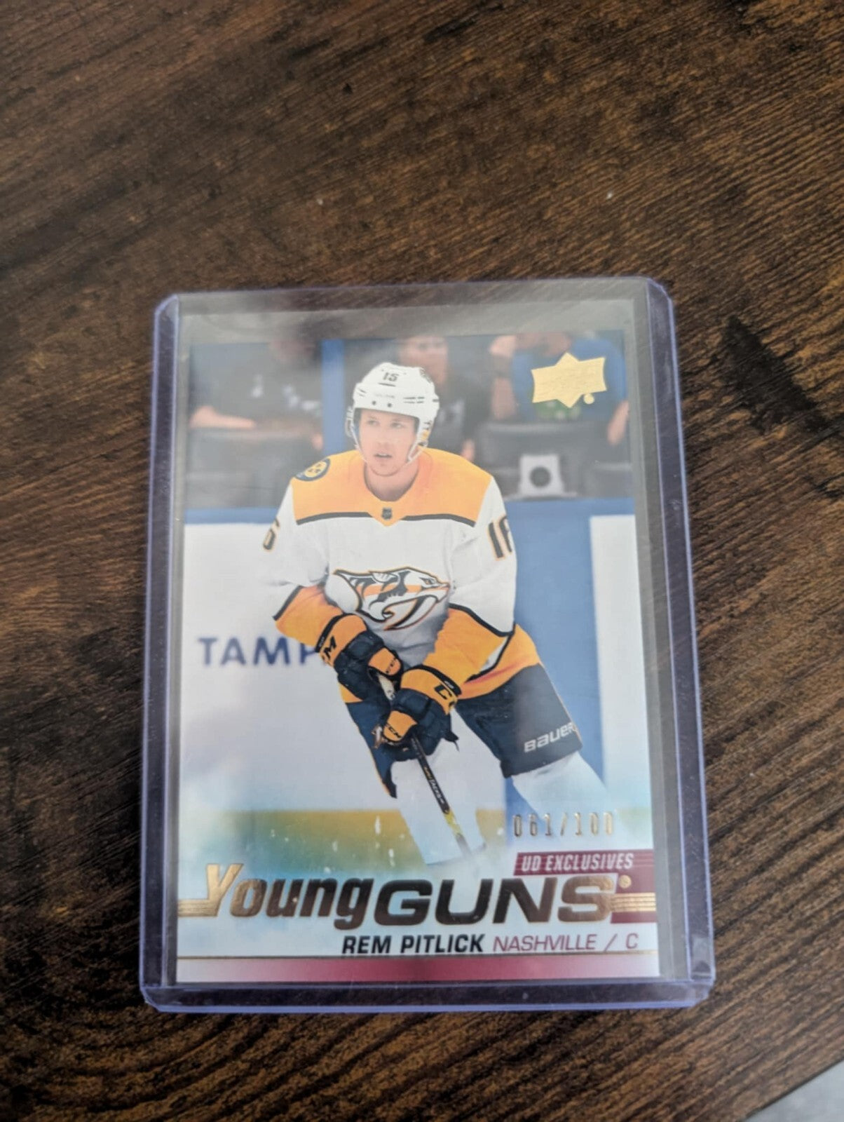 Rem Pitlick 2019-20 Upper Deck Series 2 Hockey Young Guns RC UD Exclusives #/100