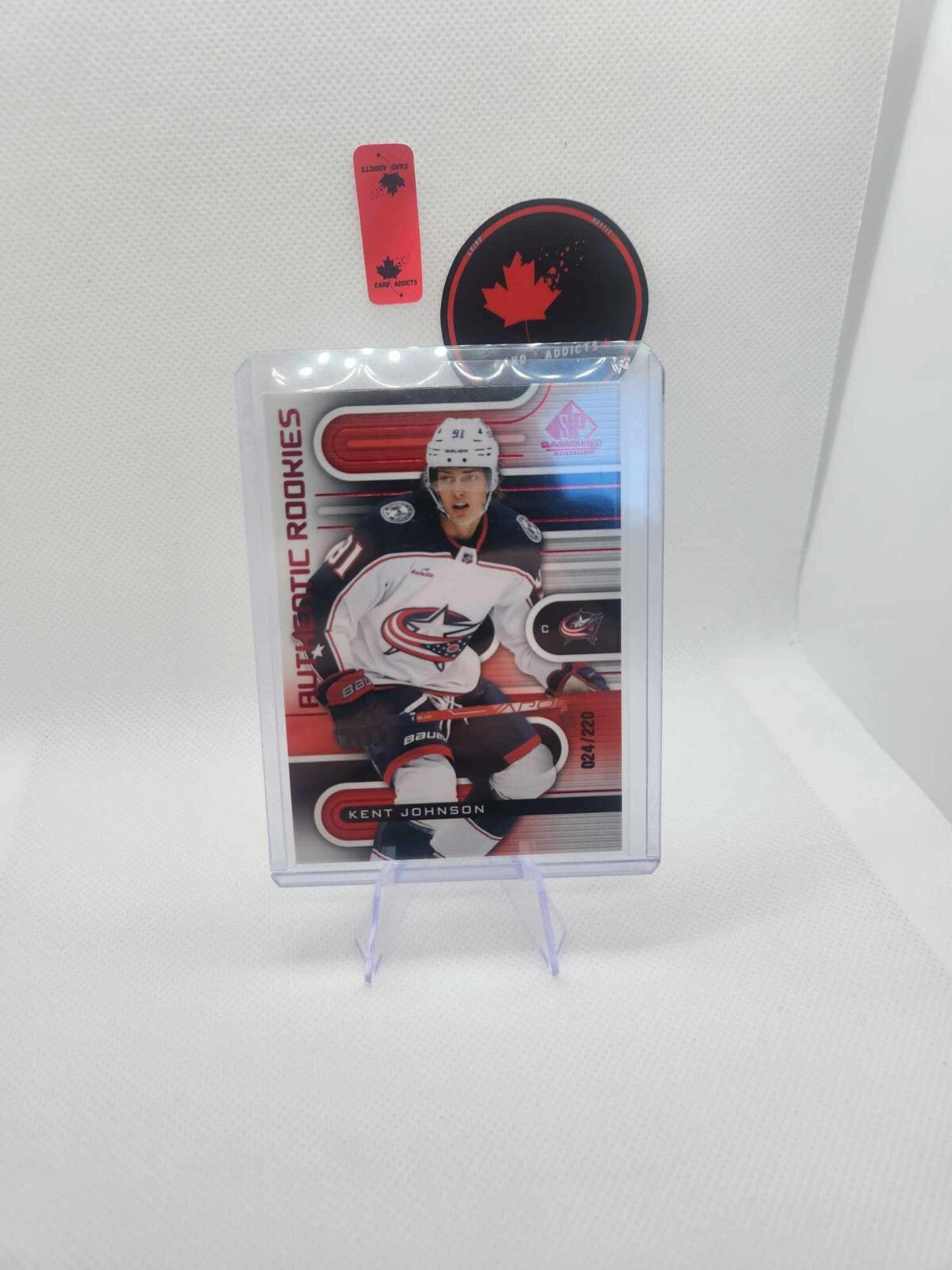 2022-23 SP Game Used Red Paralell Rookie Kent Johnson RC /220 Columbus Blue
