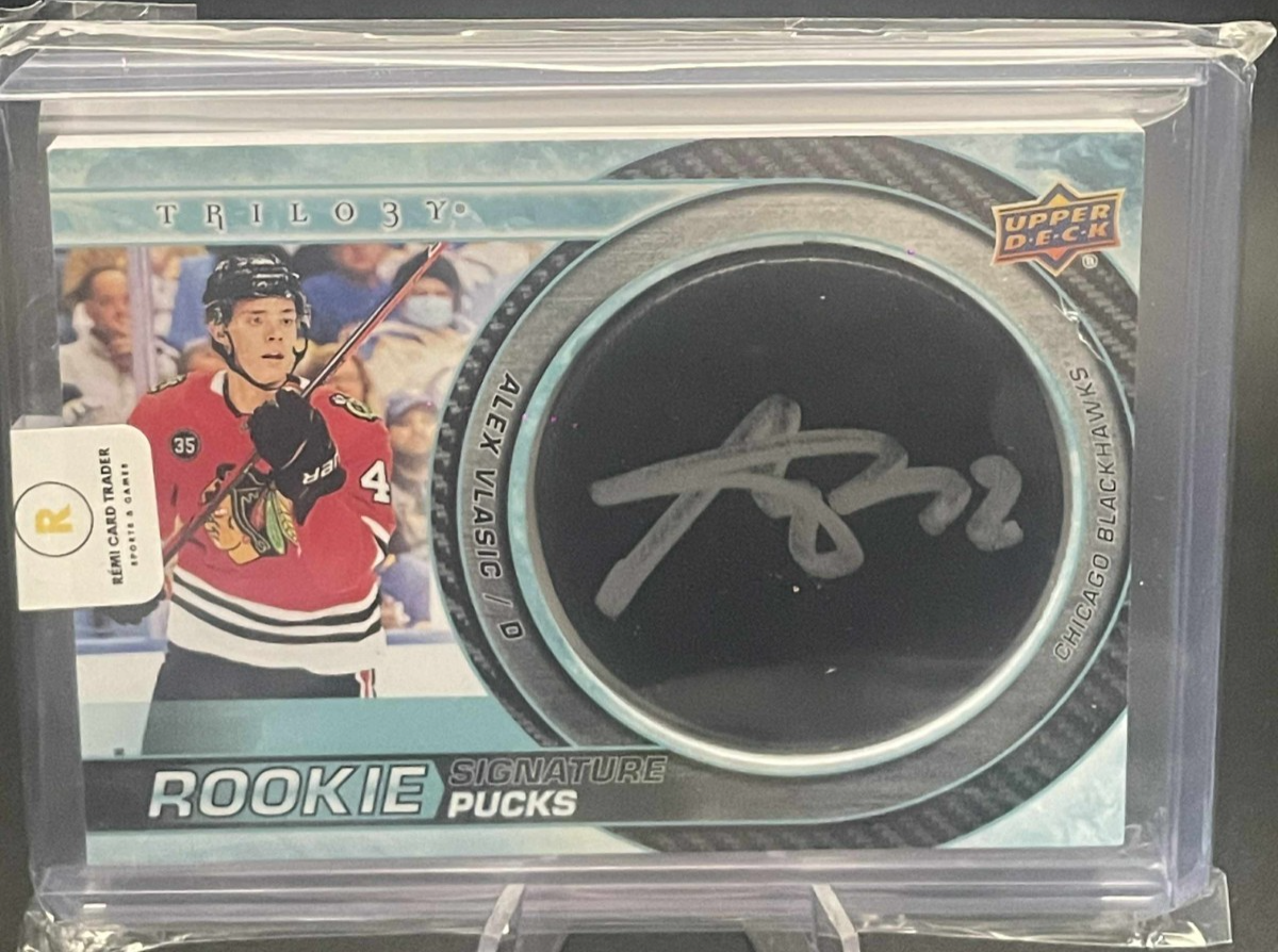 2022-23 Upper Deck Trilogy Rookie Signature Puck Alex Vlasic SP #RSP-AV