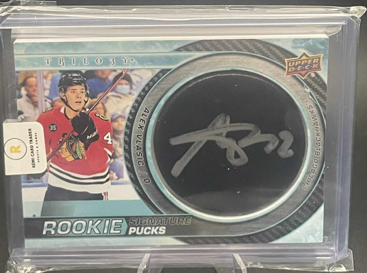 2022-23 Upper Deck Trilogy Rookie Signature Puck Alex Vlasic SP #RSP-AV