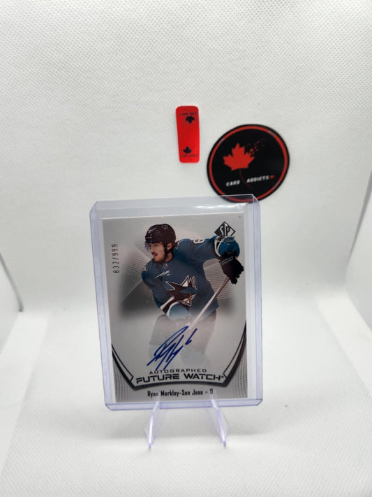 2021-22 SP Authentic Future Watch RC Ryan Merkley Auto /999 #169 San Jose