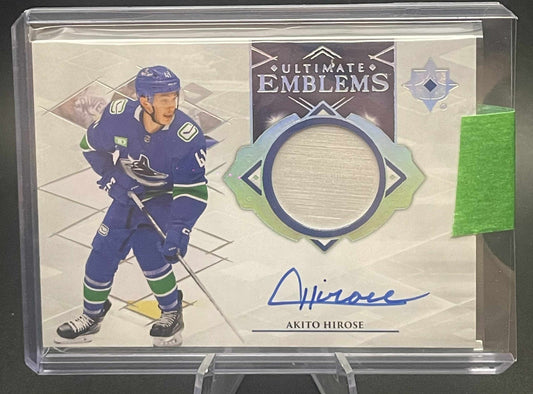 Akita Hirose Ultimate Emblems Rookie 2023-24 UD Ultimate Vancouver Canucks