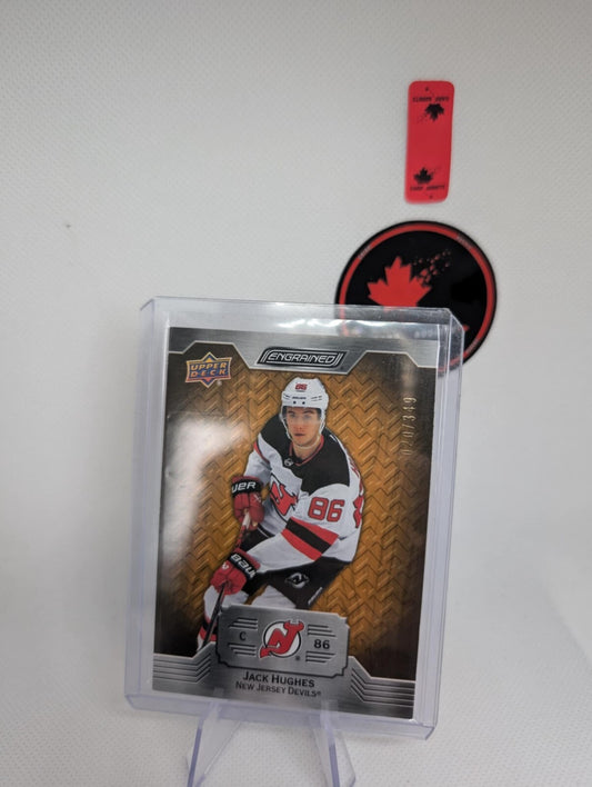 2023-24 Upper Deck Engrained Jack Hughes Oak /349 #8 Devils
