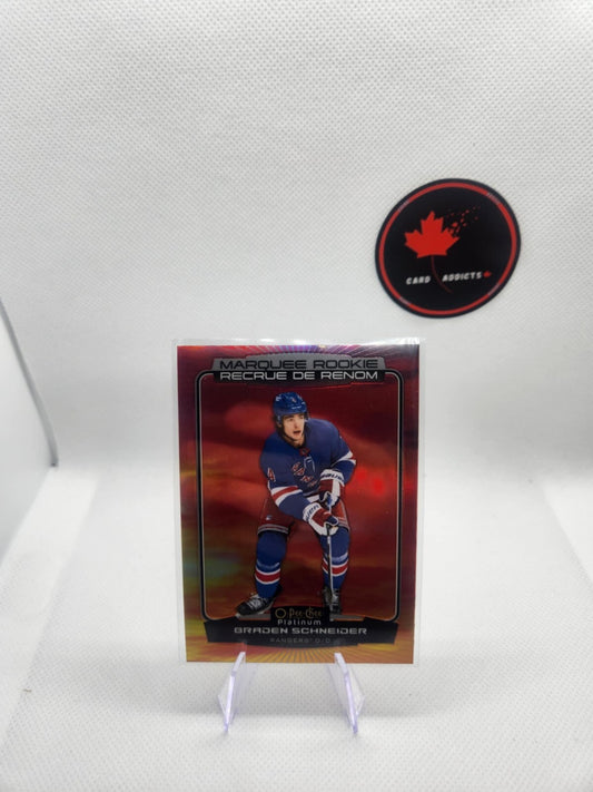 2022-23 O-Pee-Chee Platinum BRADEN SCHNEIDER Sunset Marquee Rookie RC #212 !!