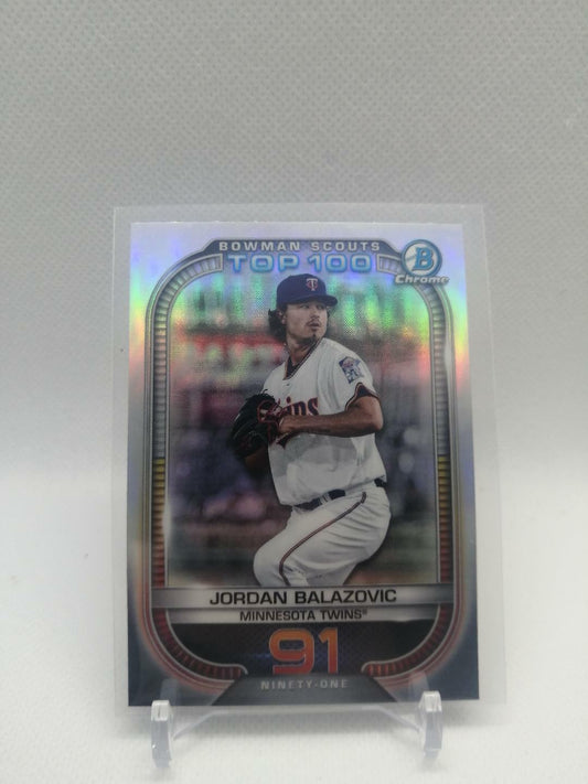 2021 Bowman Chrome BTP-91 Jordan Balazovic Scouts Top 100 Minnesota Twins