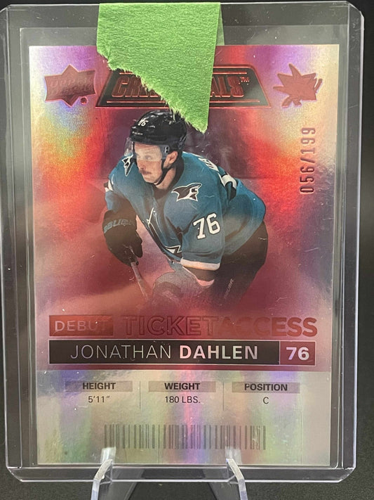2021-22 Credentials Debut Ticket Access Red /199 Jonathan Dahlen #124 Rookie RC
