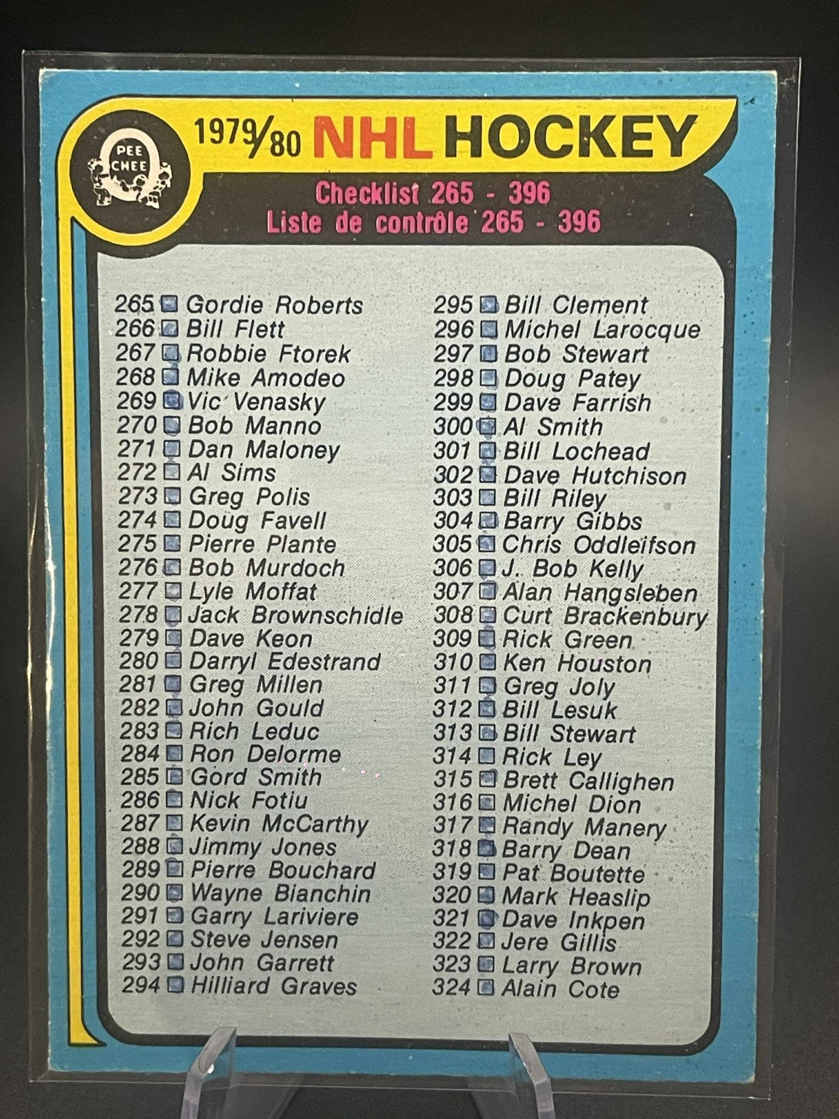 1979-80 O-Pee-Chee marked Checklist Wayne Gretzky Rookie Year #131